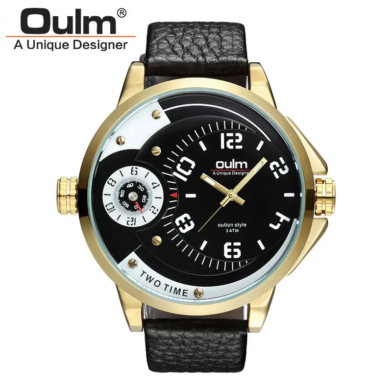 Famous Brand 2 Time Zone Double Japanese Movement Classic Black Strap Military Oulm Men Watches Luxury Gift relogio masculino
Famous Brand 2 Time Zone Double Japanese Movement Classic Black Strap Military Oulm Men Watches Luxury Gift relogio masculino