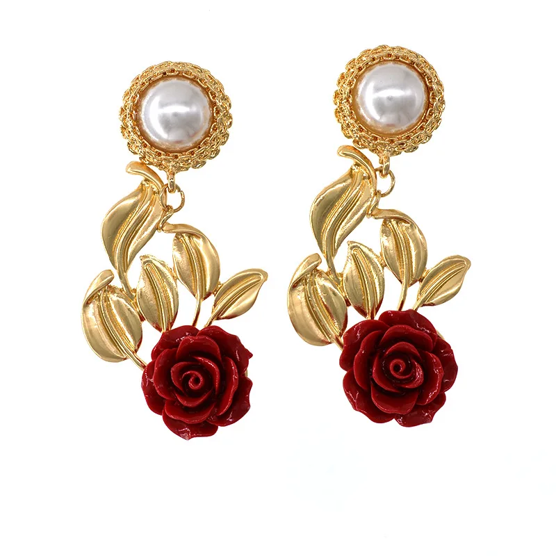 Vintage Red Rose Drop Earrings For Women Rose Gold Color Statement Dangle Earrings With Crystal Rhinestone Wedding Jewelry
Vintage Red Rose Drop Earrings For Women Rose Gold Color Statement Dangle Earrings With Crystal Rhinestone Wedding Jewelry