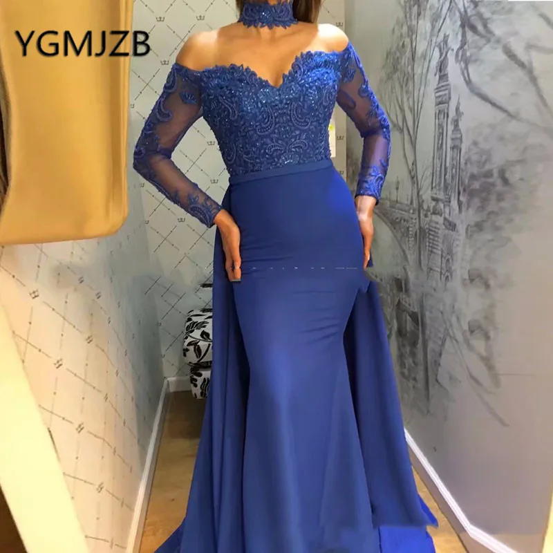 Royal Blue Long Evening Dresses 2019 Mermaid Long Sleeves Beaded Appliques Lace Saudi Arabic Women Formal Party Dress Prom Gown
Royal Blue Long Evening Dresses 2019 Mermaid Long Sleeves Beaded Appliques Lace Saudi Arabic Women Formal Party Dress Prom Gown