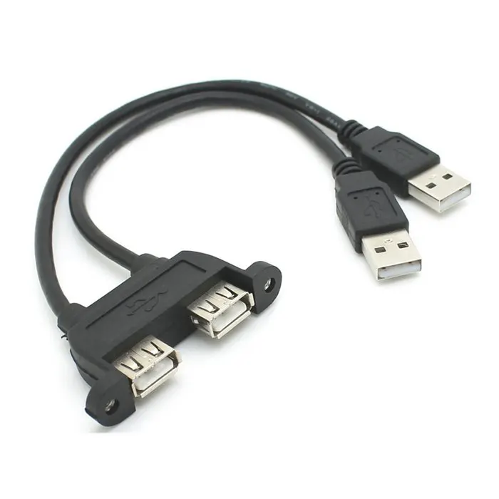 Combo Dual USB 2.0 Male to Female Extension Cable 20cm with Screw Panel Mount Holes 1pcs
Combo Dual USB 2.0 Male to Female Extension Cable 20cm with Screw Panel Mount Holes 1pcs