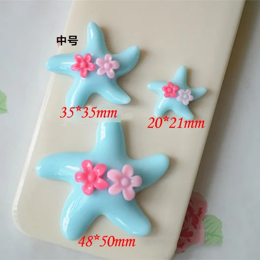 50pcs/lot 35*35mm cute starfish with flower resin flat back cabochon for DIY phone,nail art decoration Jewelry Making Findings
50pcs/lot 35*35mm cute starfish with flower resin flat back cabochon for DIY phone,nail art decoration Jewelry Making Findings