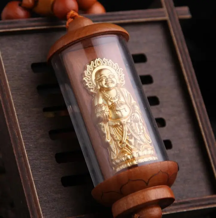 Chinese Peach Wood Carved Maitreya Buddha Cylindrical Glass Pendant Exquisite Car Pendant Statue Gift
Chinese Peach Wood Carved Maitreya Buddha Cylindrical Glass Pendant Exquisite Car Pendant Statue Gift