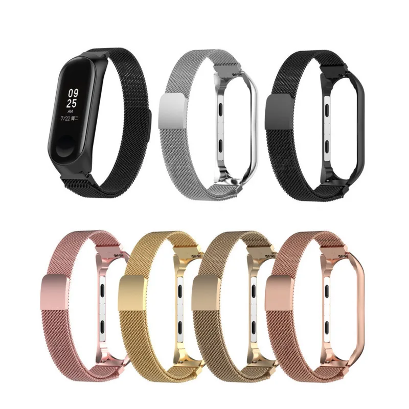 Металлический ремешок для браслета Xiaomi Mi Band 3 Миланский из нержавеющей стали