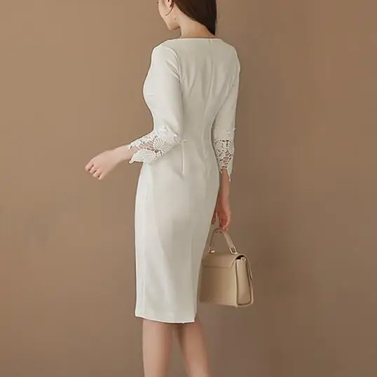 Женская Лоскутная белая кружевная юбка летняя 2019 с длинным рукавом винтажная