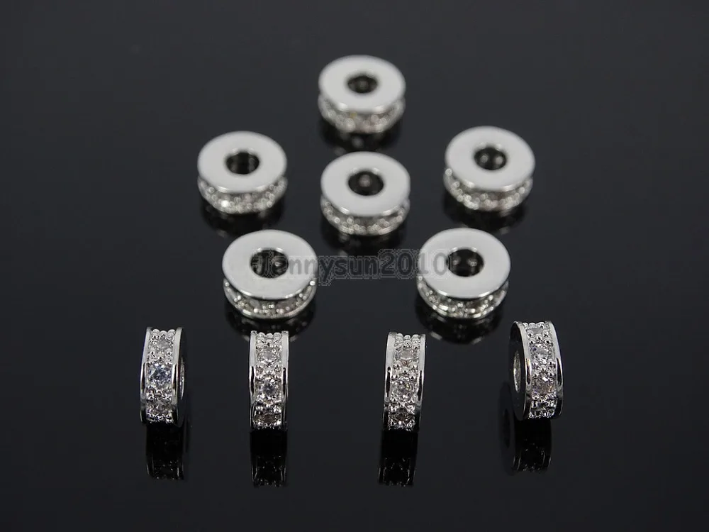 Clear Zircon Gems Stones Pave Rondelle Bracelet Connector Charm Beads Silver Plated 7mm 20Pcs/Pack
Clear Zircon Gems Stones Pave Rondelle Bracelet Connector Charm Beads Silver Plated 7mm 20Pcs/Pack