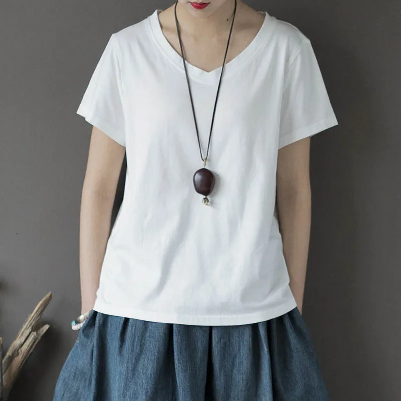 Plus size New Cotton Women Loose Tee T Shirts V-neck Casual Summer Short Sleeve Vintage White Tops Brief One Size
Plus size New Cotton Women Loose Tee T Shirts V-neck Casual Summer Short Sleeve Vintage White Tops Brief One Size