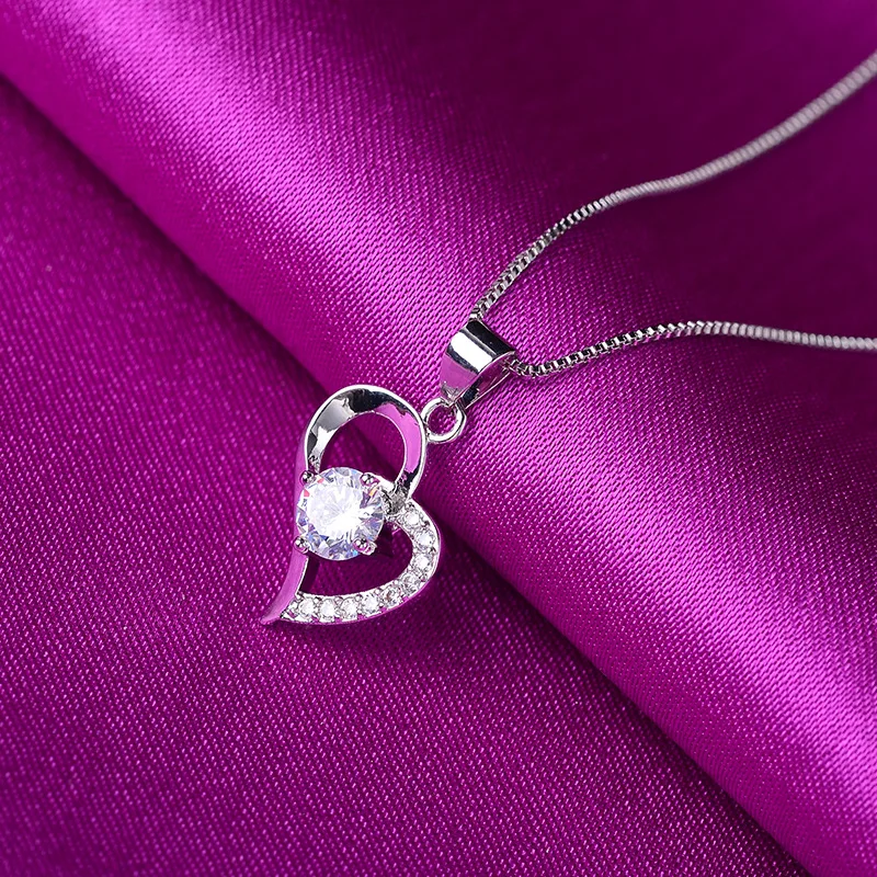 925 Sterling Silver Necklaces For Women Box Chain Crystal Heart Charm Necklaces & Pendants Statement Jewelry choker DZ772
925 Sterling Silver Necklaces For Women Box Chain Crystal Heart Charm Necklaces & Pendants Statement Jewelry choker DZ772