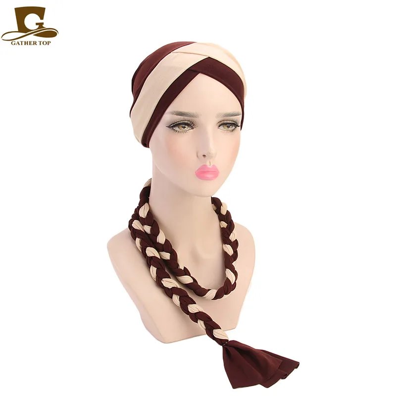 New Vintage Double Color Braid Boho Bandana Cap Women Muslim Turban Hats Female Fashion Headscarf Beanie Chemo Hat Headwrap
New Vintage Double Color Braid Boho Bandana Cap Women Muslim Turban Hats Female Fashion Headscarf Beanie Chemo Hat Headwrap