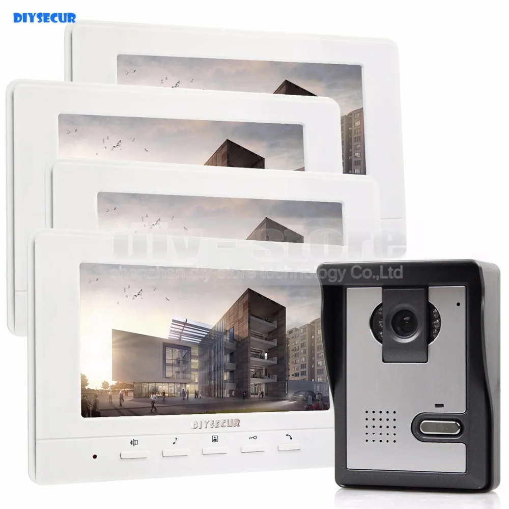 DIYSECUR 800 x 480 7inch Video Intercom Video Door Phone Doorbell 1 Camera 4 Monitors for Home / Office Security System White
DIYSECUR 800 x 480 7inch Video Intercom Video Door Phone Doorbell 1 Camera 4 Monitors for Home / Office Security System White