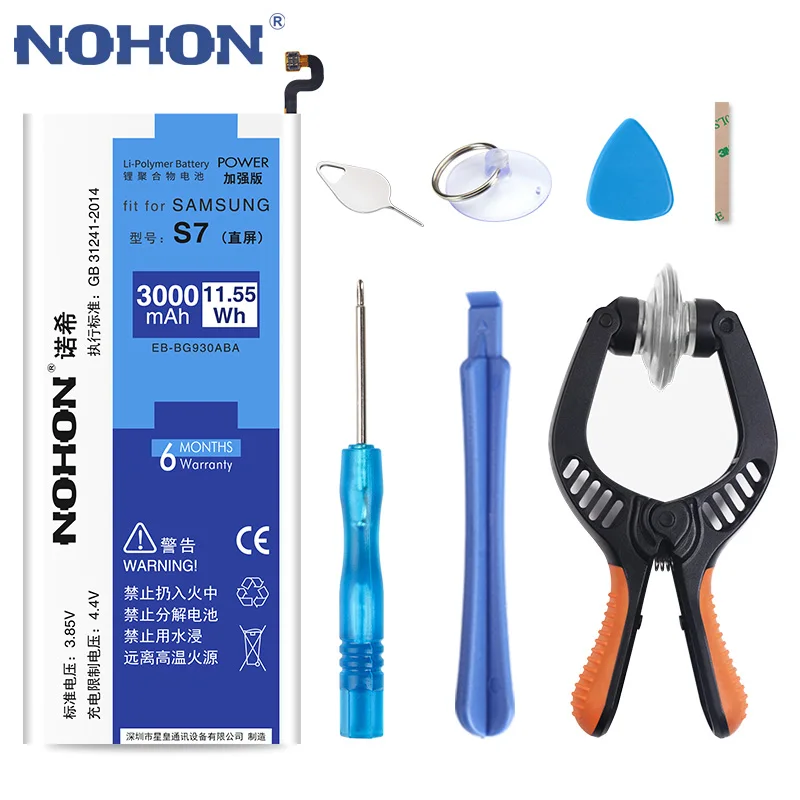 Оригинальный аккумулятор NOHON для samsung Galaxy S7 SM G930 G9300 G930F Bateria 3000 мА/ч большой емкости
