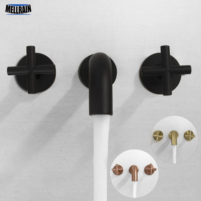 Wall Mounted Double Handles Bathroom Basin Mixer Matt Black & Brushed Gold & Rose & Chrome Solid Brass Bathroom Faucet Mixer Tap
Wall Mounted Double Handles Bathroom Basin Mixer Matt Black & Brushed Gold & Rose & Chrome Solid Brass Bathroom Faucet Mixer Tap