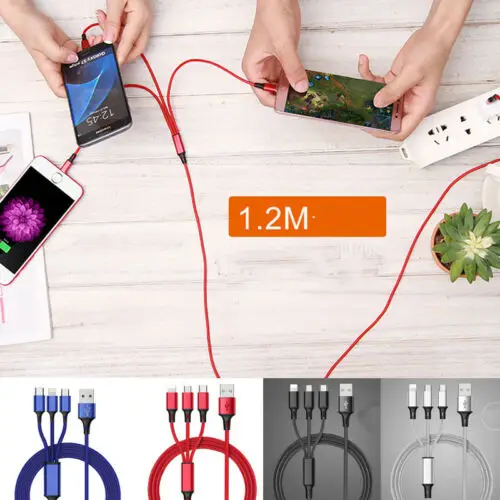Фото 3 в 1 Micro USB Type C IOS кабель для быстрой зарядки и передачи данных iPhone - купить