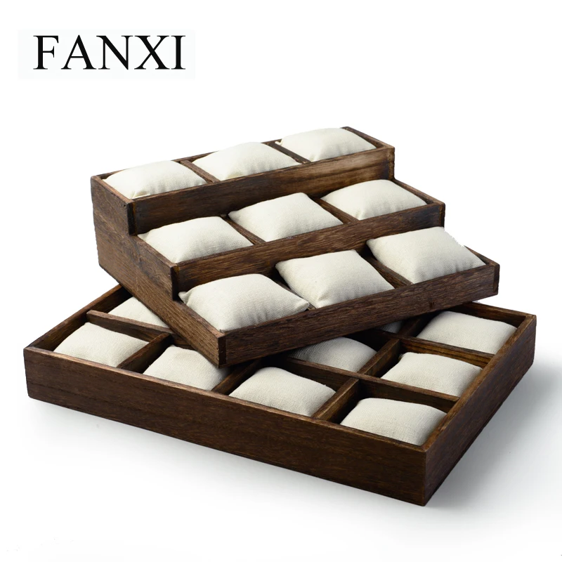 FANXI Vintage Wooden Jewelry Display Tray For Bangle Bracelet Watch Holder With Linen Pillow for Shop Counter Jewelry Organizer
FANXI Vintage Wooden Jewelry Display Tray For Bangle Bracelet Watch Holder With Linen Pillow for Shop Counter Jewelry Organizer