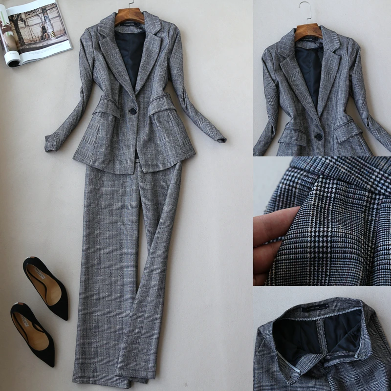 Women's fashion suit autumn and winter new business OL professional British style suit wide leg pants two-piece high quality Ms
Women's fashion suit autumn and winter new business OL professional British style suit wide leg pants two-piece high quality Ms