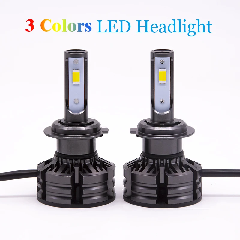 

2pcs T6 Tricolor LED Headlight H7 H11 H1 H3 H4 HB3 HB4 HIR2 Auto LED Fog Lamp Conversion Kit 3000K 4300K 6000K All In One