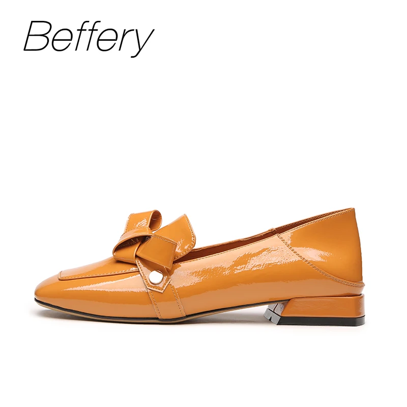 Beffery 2018 новые весенние женские туфли из лакированной кожи на плоской подошве