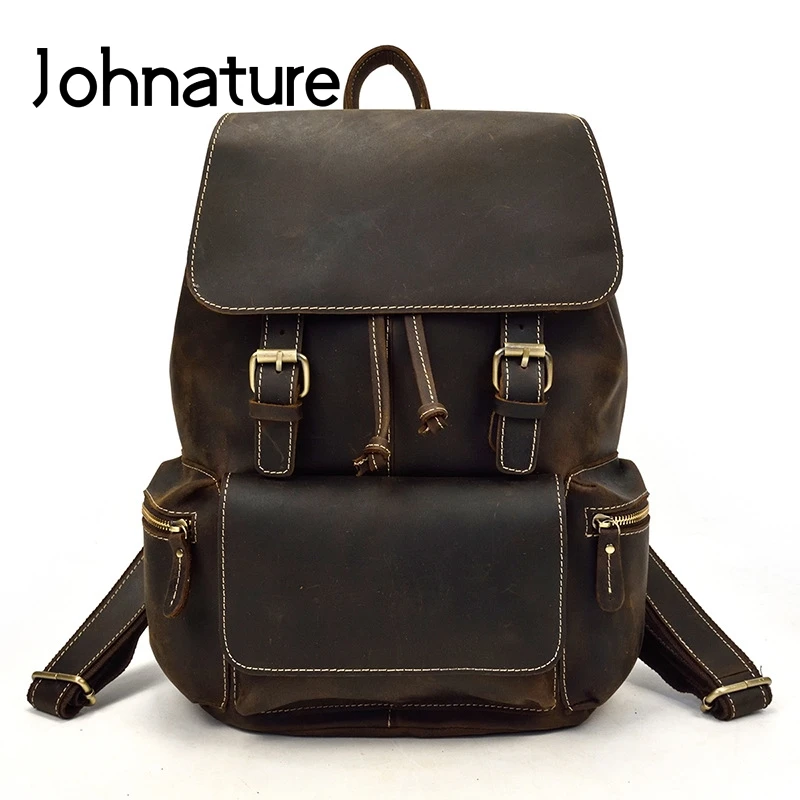 Johnature 2021 New Retro Genuine Leather Men Backpack Crazy Horse Leather Large Capacity Waterproof Laptop Backpack Travel Bags
Johnature 2021 New Retro Genuine Leather Men Backpack Crazy Horse Leather Large Capacity Waterproof Laptop Backpack Travel Bags