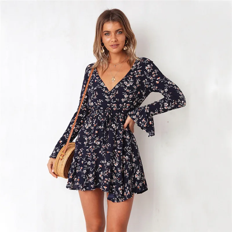 Women Boho Beach Summer Holiday Travel Sundress Elegant long Sleeve V Neck Floral Dress High waist Tunic Evening Party Dress
Women Boho Beach Summer Holiday Travel Sundress Elegant long Sleeve V Neck Floral Dress High waist Tunic Evening Party Dress