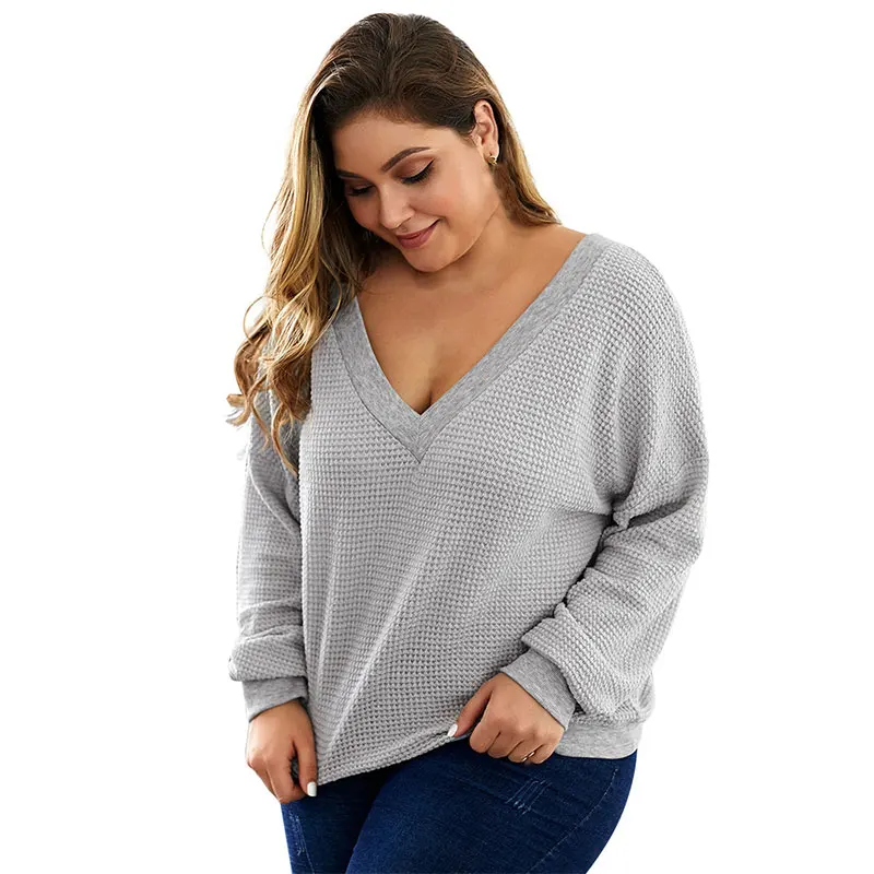 Plus size solid color women's 2019 autumn and winter new V-neck long-sleeved sweater sweater pullover sweater
Plus size solid color women's 2019 autumn and winter new V-neck long-sleeved sweater sweater pullover sweater