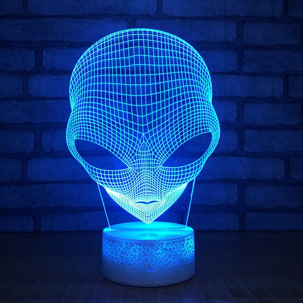 3D светодиодный ночник Alien с RGB подсветкой 7 цветов Настольный светильник экшн