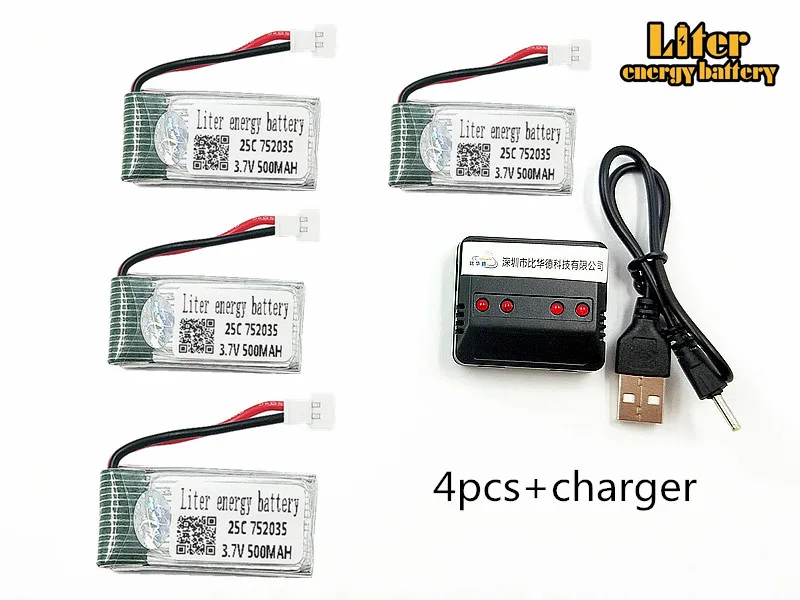Модернизированная батарея Lipo 25c 3 7 v 500mah для Syma X11 X11c Hubsan X4 H107c H107d H107l Rc Quadcopter lipo 752035 |