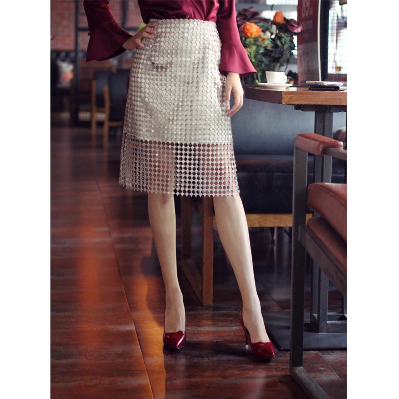 Vintage Palace Skirt Metallic Apricot Lace inset Sequin Hollow out A-Line Knee-Length High waist simple cut Skirts Women
Vintage Palace Skirt Metallic Apricot Lace inset Sequin Hollow out A-Line Knee-Length High waist simple cut Skirts Women