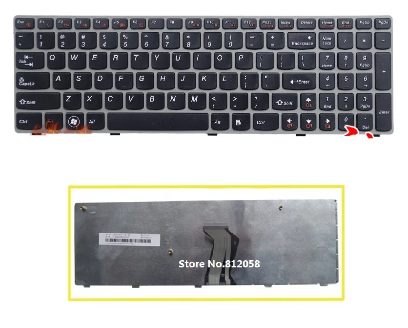 Клавиатура SSEA для LENOVO V570 V575 Z570 Z575 B570 B570A V570C B570E B570G B575 B575A B575E B580 B590 B590A Серебристая