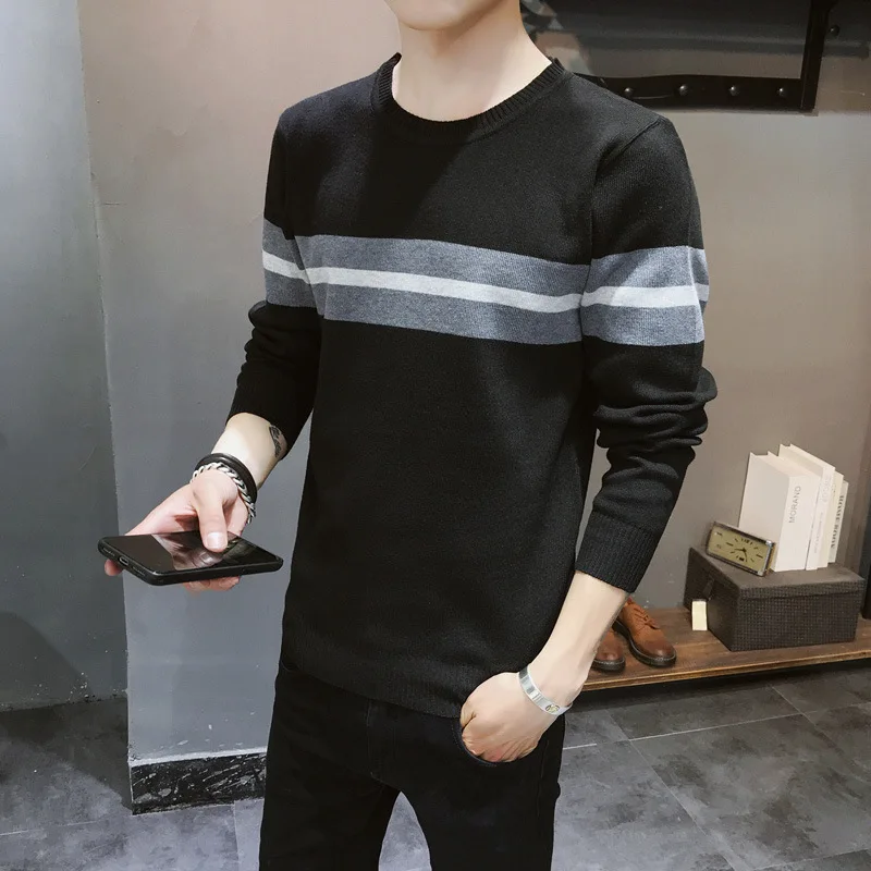 Fall 2019 new round neck sweaters the men head loose color matching men's leisure long-sleeved sweater
Fall 2019 new round neck sweaters the men head loose color matching men's leisure long-sleeved sweater