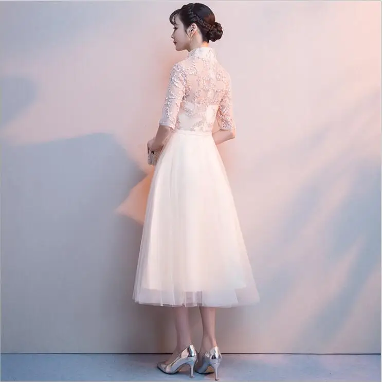 Chinese Wedding Evening Cheongsam dress Fashion Party Short Formal autumn dress champagne noble elegant lace bridesmaid dress
Chinese Wedding Evening Cheongsam dress Fashion Party Short Formal autumn dress champagne noble elegant lace bridesmaid dress