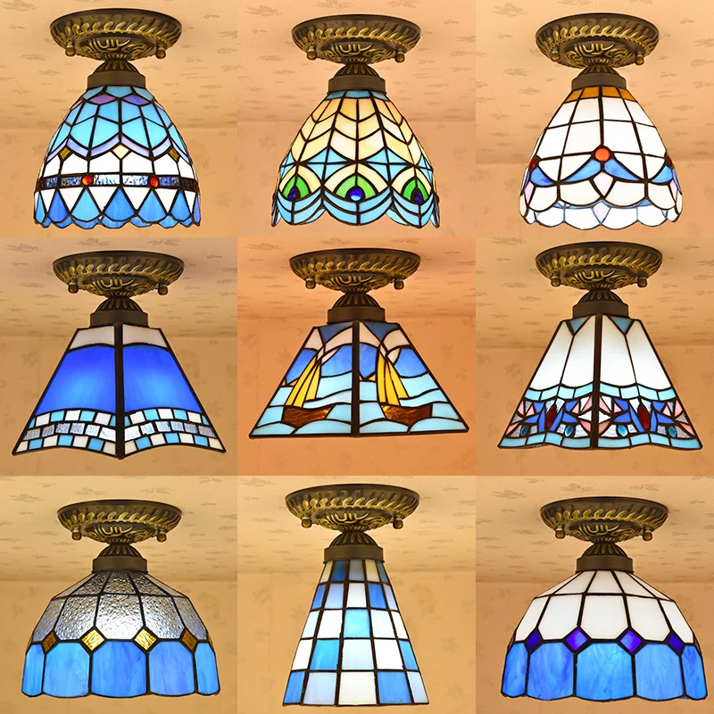 Tiffany Mediterranean European style stained glass ceiling light for entrance hallway lamp
Tiffany Mediterranean European style stained glass ceiling light for entrance hallway lamp