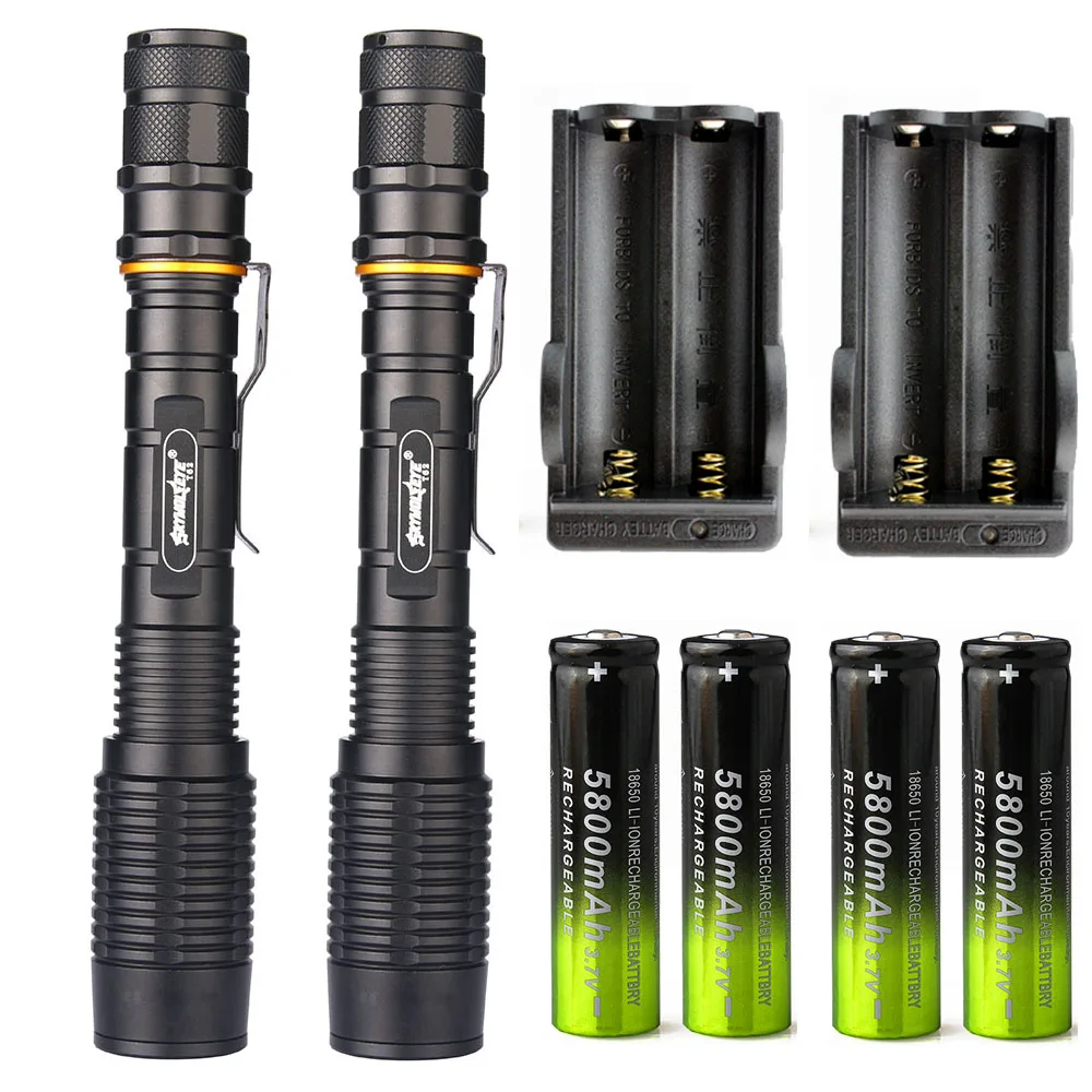 Powerful Flashlight Cree XML T6 Aluminum Waterproof Zoom Camping Torch Tactical light 2x 18650 Rechargeable Battery
Powerful Flashlight Cree XML T6 Aluminum Waterproof Zoom Camping Torch Tactical light 2x 18650 Rechargeable Battery