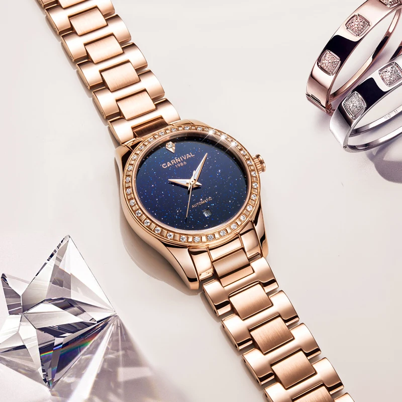 Fashion Women Watches 2019 Calendar Star Sky Dial Clock Luxury Rose Gold Women's Bracelet Automatic Mechanical Wrist Watch New
Fashion Women Watches 2019 Calendar Star Sky Dial Clock Luxury Rose Gold Women's Bracelet Automatic Mechanical Wrist Watch New