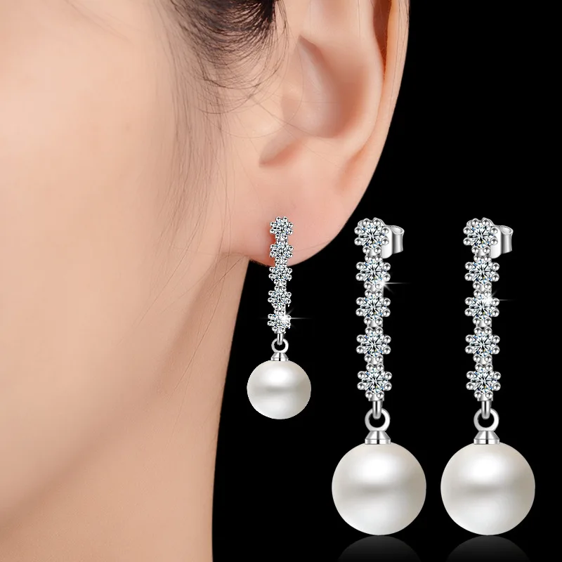 New Arrival Fashion Silver Color Stud Earrings For Women Sweet Temperament Shiny CZ Pearl Flower Long Earrings Jewelry Gifts
New Arrival Fashion Silver Color Stud Earrings For Women Sweet Temperament Shiny CZ Pearl Flower Long Earrings Jewelry Gifts