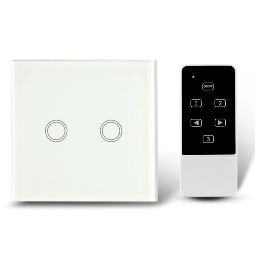 EU Type Touch Sensitive Glass Panel Electrical Light Switches with Remote Control, 2 Gang 1 Way Tactile Wall Switches
EU Type Touch Sensitive Glass Panel Electrical Light Switches with Remote Control, 2 Gang 1 Way Tactile Wall Switches
