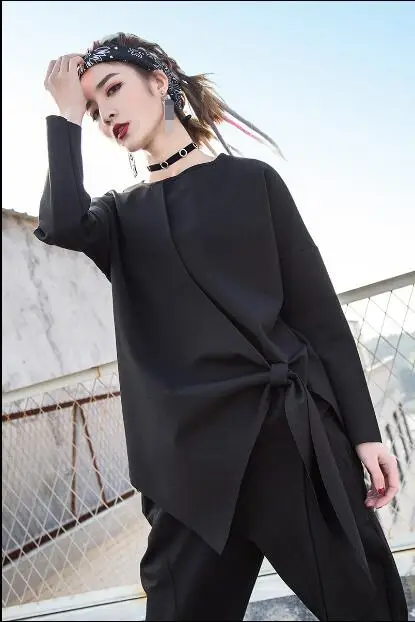 S-6XL!2018 Spring new style women's wear stitching long sleeve T-shirt fashionable European style irregular loose tie belt coat
S-6XL!2018 Spring new style women's wear stitching long sleeve T-shirt fashionable European style irregular loose tie belt coat