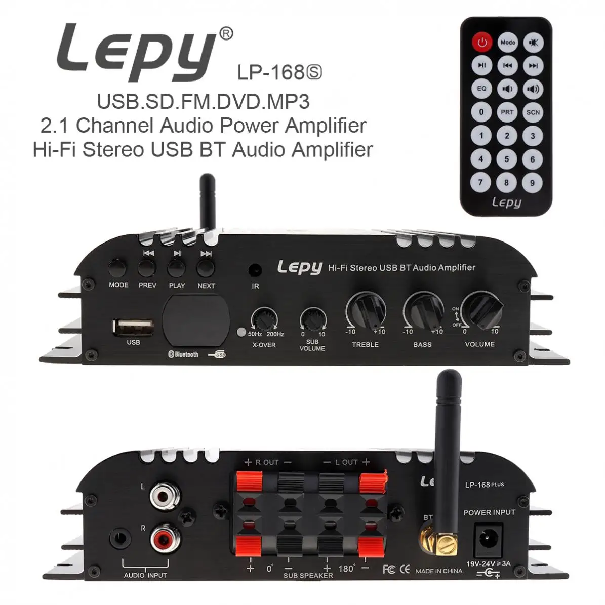 45W X 2 Hi-Fi 2.1 Channel Audio Power Amplifier Bluetooth-compatible Car Stereo Player with Remote Control & Power Adapter
45W X 2 Hi-Fi 2.1 Channel Audio Power Amplifier Bluetooth-compatible Car Stereo Player with Remote Control & Power Adapter