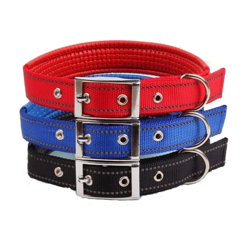 Reflective Dog Collar Nylon Night Safe Collars with foam Padded Metal Adjustable Buckle pet neck For Small Medium Large dogs
Reflective Dog Collar Nylon Night Safe Collars with foam Padded Metal Adjustable Buckle pet neck For Small Medium Large dogs