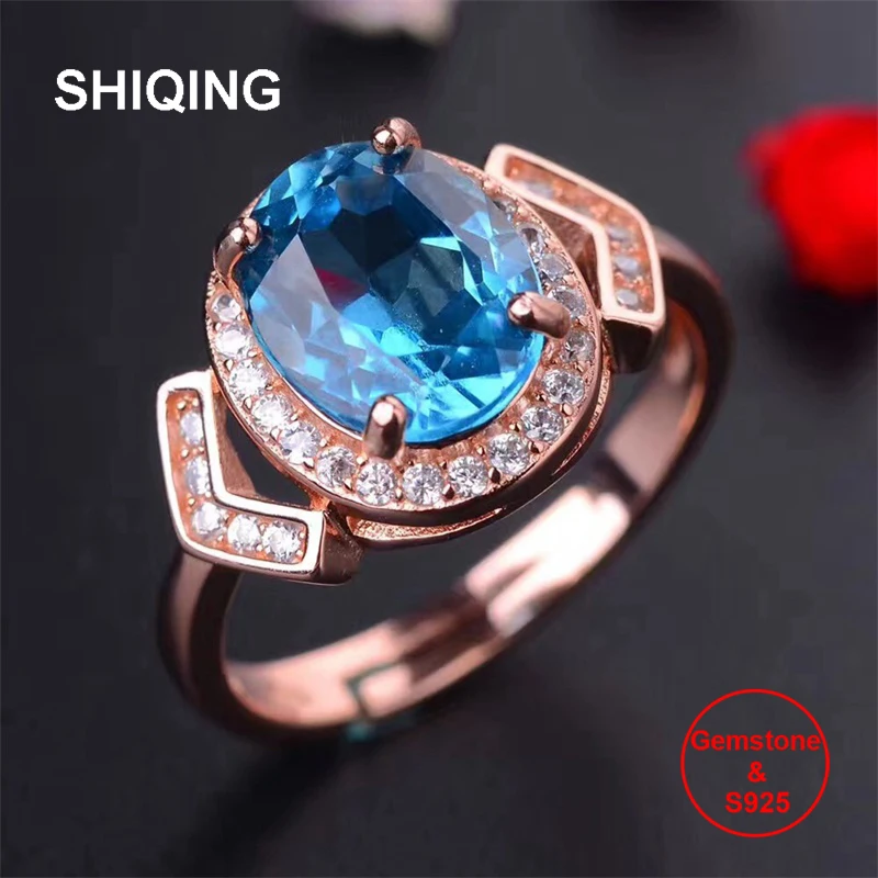 SHIQING 100% Nature topaz 925 sterling silver classical December birthstone ring for woman
SHIQING 100% Nature topaz 925 sterling silver classical December birthstone ring for woman