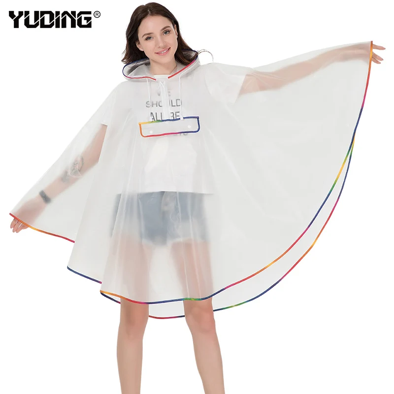 Yuding Hooded Women Raincoat Girls Universal Hiking Cycling Poncho Rainwear Waterproof Fashion Transparent Rain Coat For Lady
Yuding Hooded Women Raincoat Girls Universal Hiking Cycling Poncho Rainwear Waterproof Fashion Transparent Rain Coat For Lady