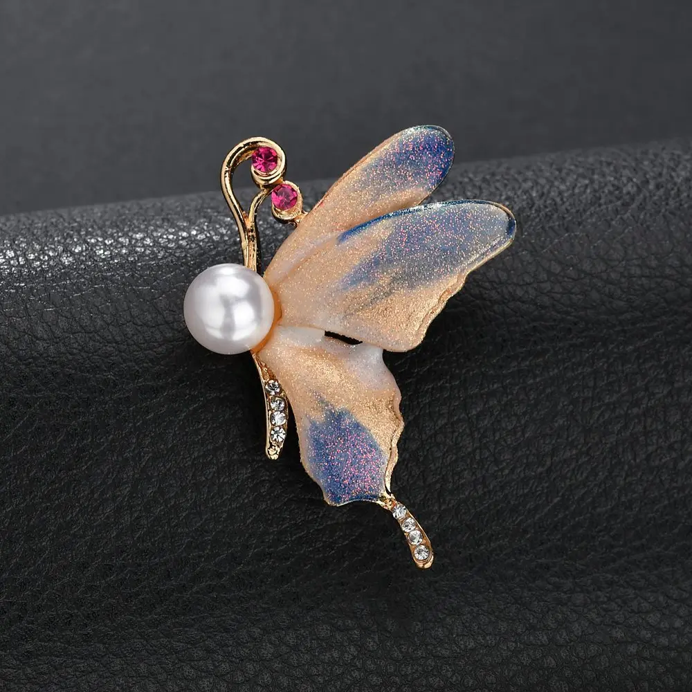 Maxfresh металлическая бабочка с имитацией жемчуга брошь для Для женщин воротник