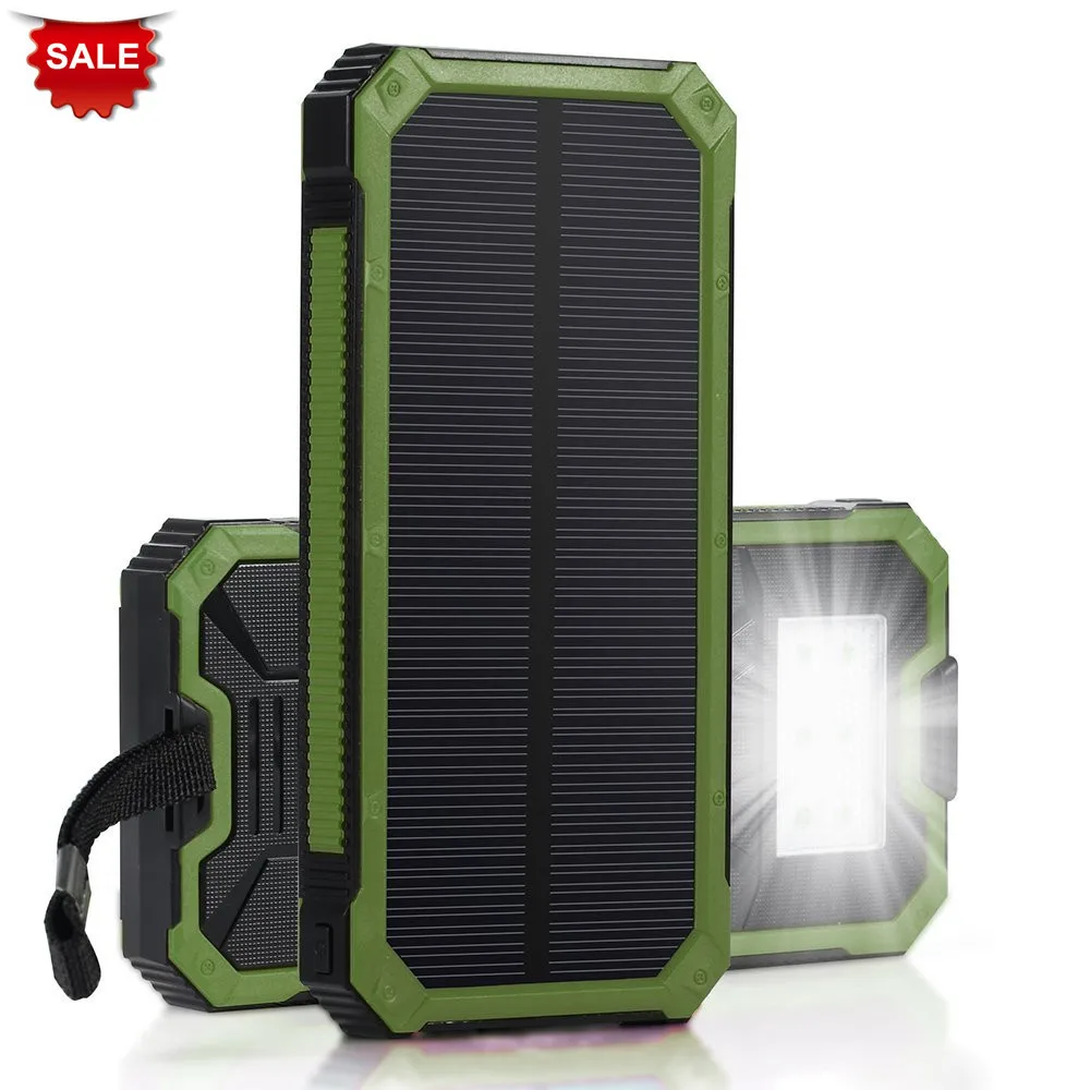 PowerGreen солнечное зарядное устройство 15000 мАч солнечная батарея с 6 светодиодными