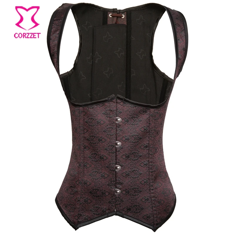 Brown Brocade Steel Boned Steampunk Corset Vest Corselet Underbust Espartilhos E Corpetes Waist Slimming Corsets and Bustiers
Brown Brocade Steel Boned Steampunk Corset Vest Corselet Underbust Espartilhos E Corpetes Waist Slimming Corsets and Bustiers