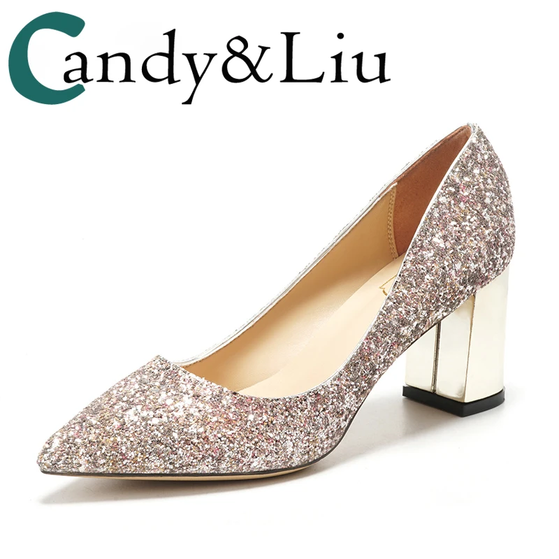 Wedding Female Thick Shoes Pink Sequins Bridesmaid Silver Lower Heel Party Bling 5cm 7cm Comfortable Pumps Bride Monther Shoes
Wedding Female Thick Shoes Pink Sequins Bridesmaid Silver Lower Heel Party Bling 5cm 7cm Comfortable Pumps Bride Monther Shoes