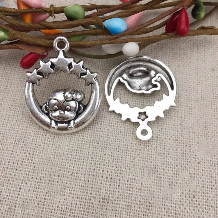 High Quality 10 Pieces/Lot 29mm*34mm Antique Silver Plated Moon Star Animal Monkey Charms For Jewelry Making
High Quality 10 Pieces/Lot 29mm*34mm Antique Silver Plated Moon Star Animal Monkey Charms For Jewelry Making