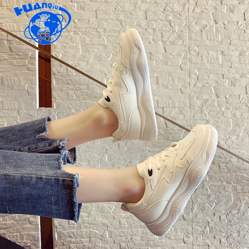 Женские кроссовки на платформе HUANQIU Белые Повседневные весну-осень модель ZLL622 2018