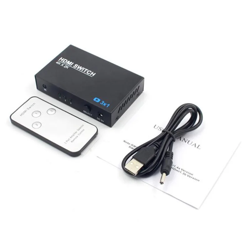 HD 4Kx2K 1080p 3 In 1 Out 3x1 HDMI-compatible Splitter Hub Metal Box Auto Switch Switcher with Remote for HDTV PS3 Projector
HD 4Kx2K 1080p 3 In 1 Out 3x1 HDMI-compatible Splitter Hub Metal Box Auto Switch Switcher with Remote for HDTV PS3 Projector