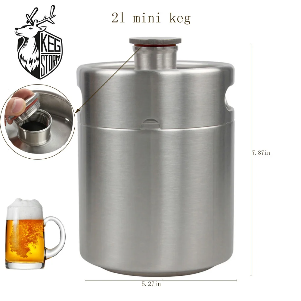 2L 64 унц. бочонок STORM 304 Нержавеющая сталь мини Homebrew пиво с Давление