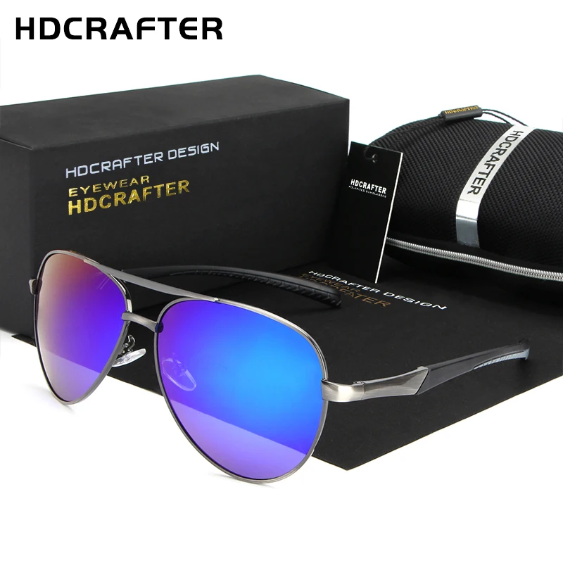 Поляризованные линзы HDCRAFTER мужские солнцезащитные очки с зеркальным покрытием