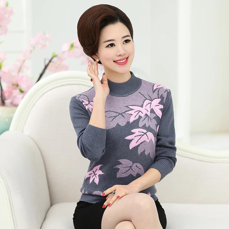 2017 Spring Autumn Middle-Aged Women Fashion Pullover Sweater Long Sleeved Casual Loose Print Turtleneck Sweater Women X501
2017 Spring Autumn Middle-Aged Women Fashion Pullover Sweater Long Sleeved Casual Loose Print Turtleneck Sweater Women X501