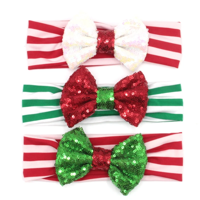 Retail 1PC New Arrival Christmas Gift Headband 4'' Big Sequin Bow Striped Elastic Hairband For Girls & Kids Hair Accessories
Retail 1PC New Arrival Christmas Gift Headband 4'' Big Sequin Bow Striped Elastic Hairband For Girls & Kids Hair Accessories
